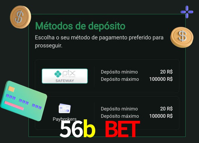 O cassino 56b bet oferece uma grande variedade de métodos de pagamento